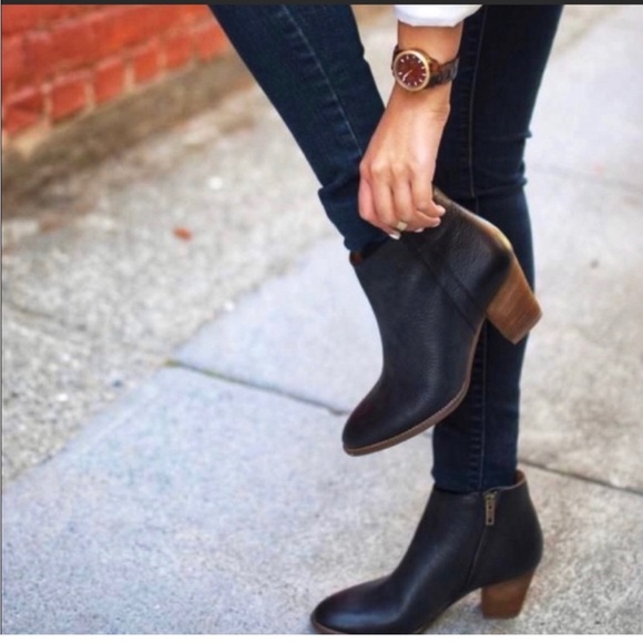 Madewell Black Leather Billie Ankle Boots Size 6.5 - Picture 2 of 8